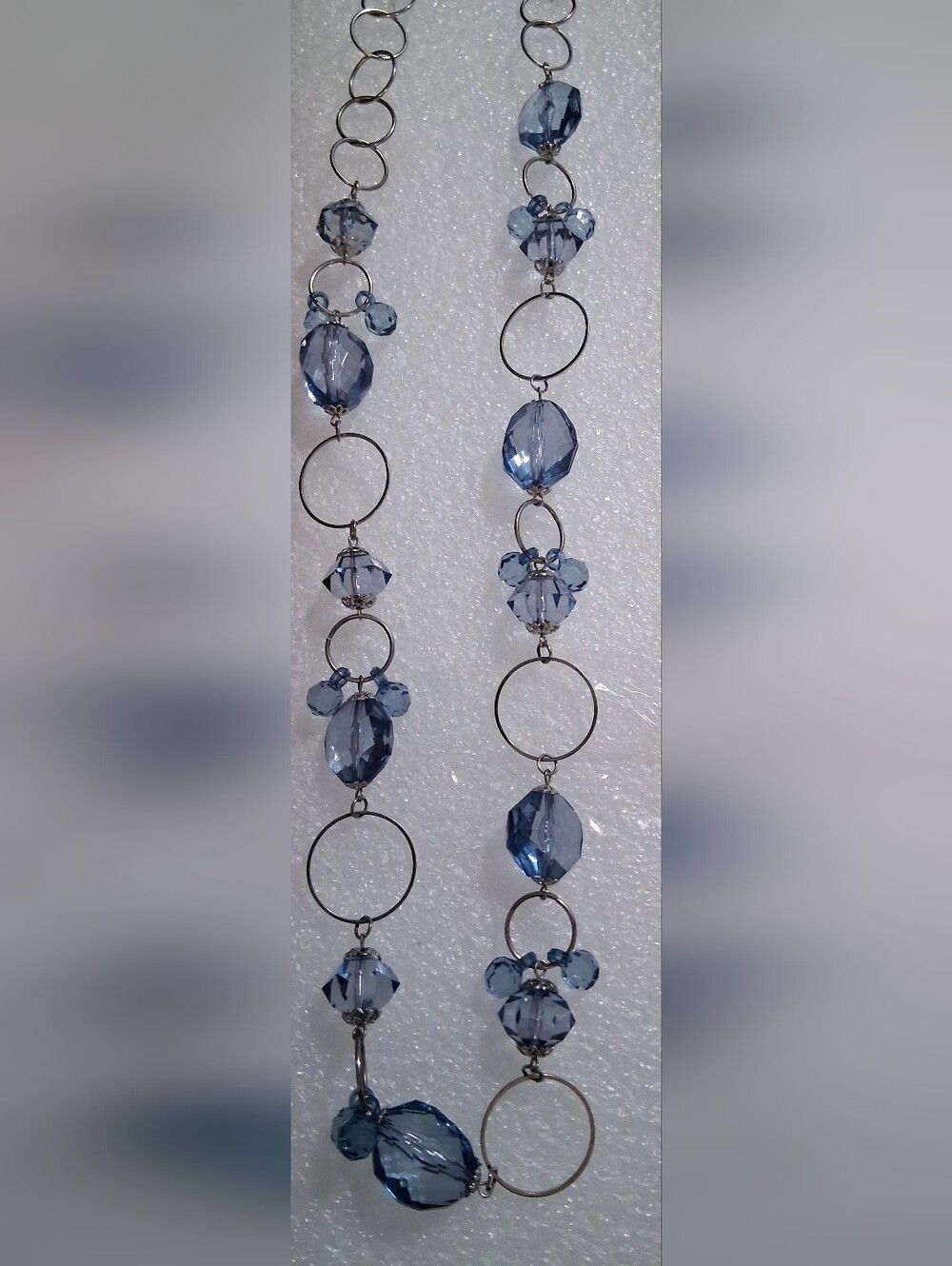 Blue Crystal Hoop Dangle Earrings - Unbranded